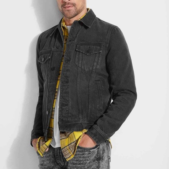 New GUESS Dillon Varsity Camo Denim Jacket sz M - Picture 4 of 12